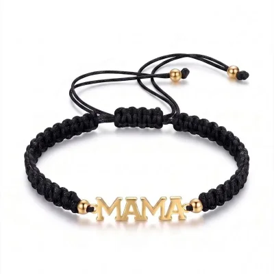 Šňůrkový náramek Mama zlatý