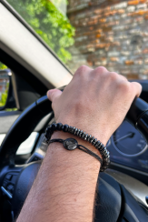 Náramek medailonek s vlastním motivem černý unisex