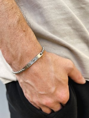 Náramek s destičkou a vlastním motivem ocelový