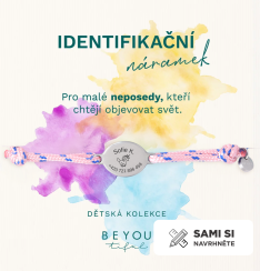Dětský identifikační náramek s medailonkem růžový