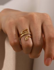 Prsten Snake ocelový zlatý