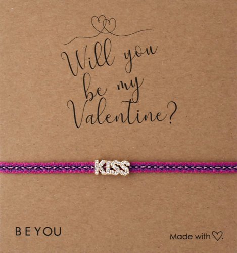 Dárková karta Be my Valentine a náramek Kiss