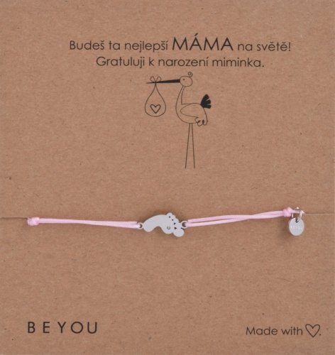 Dárková karta k narození miminka a náramek s nožičkou miminka