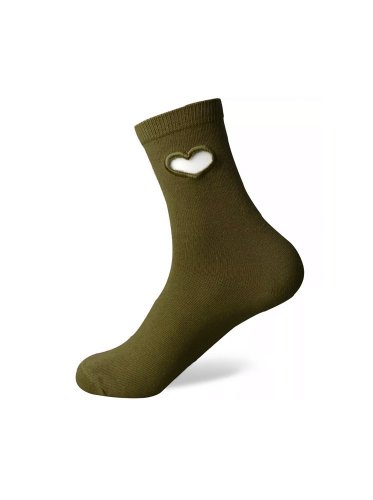 Ponožky s výřezem srdíčka dámské khaki