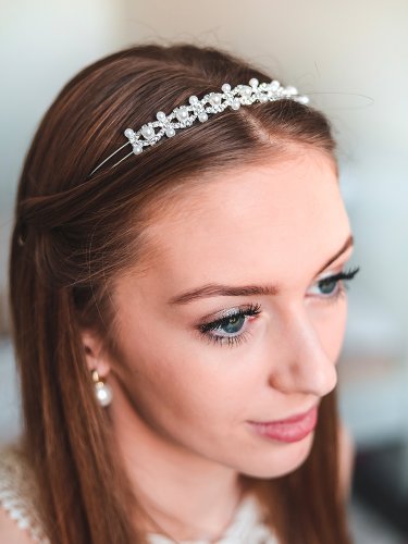 Čelenka pro nevěstu se zirkony a perlami