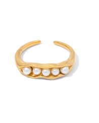 Prsten s perlami ocelový zlatý