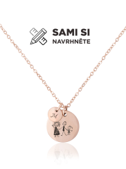 Řetízek s medailonky a vlastním motivem růžové zlato